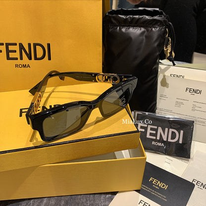 FENDI✨ O'LOCK BLACK ACETATE SUNGLASSES 方框太陽眼鏡 * £330