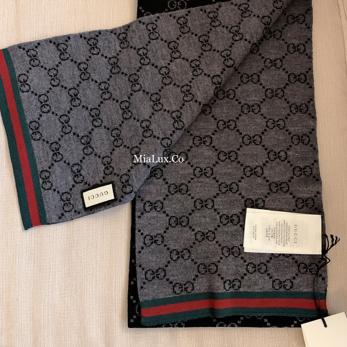 @Gucci Wool Scarf Tricot 男女款厚長條圍巾/P135