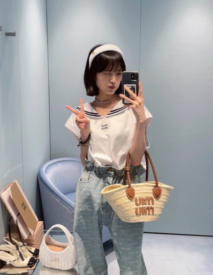 MiuMiu Woven Tote 草編菜籃子托特包/780E850 🉐30750🇪🇺