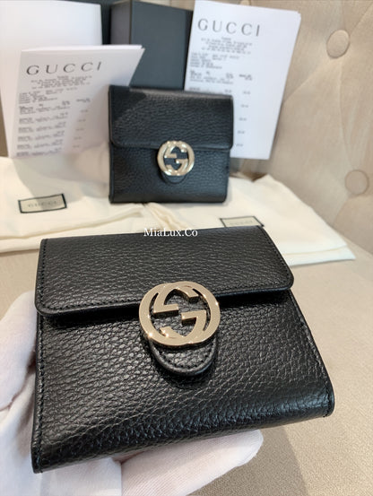 @Gucci▪️Interlocking 雙G銀扣短夾/510P230 🔔限時折🉐11150