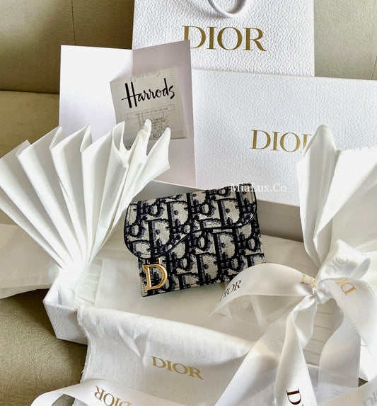 Dior▪️Saddle Bloom Card Holder馬鞍提花翻蓋卡包/370E410 🉐14000🇪🇺🏷