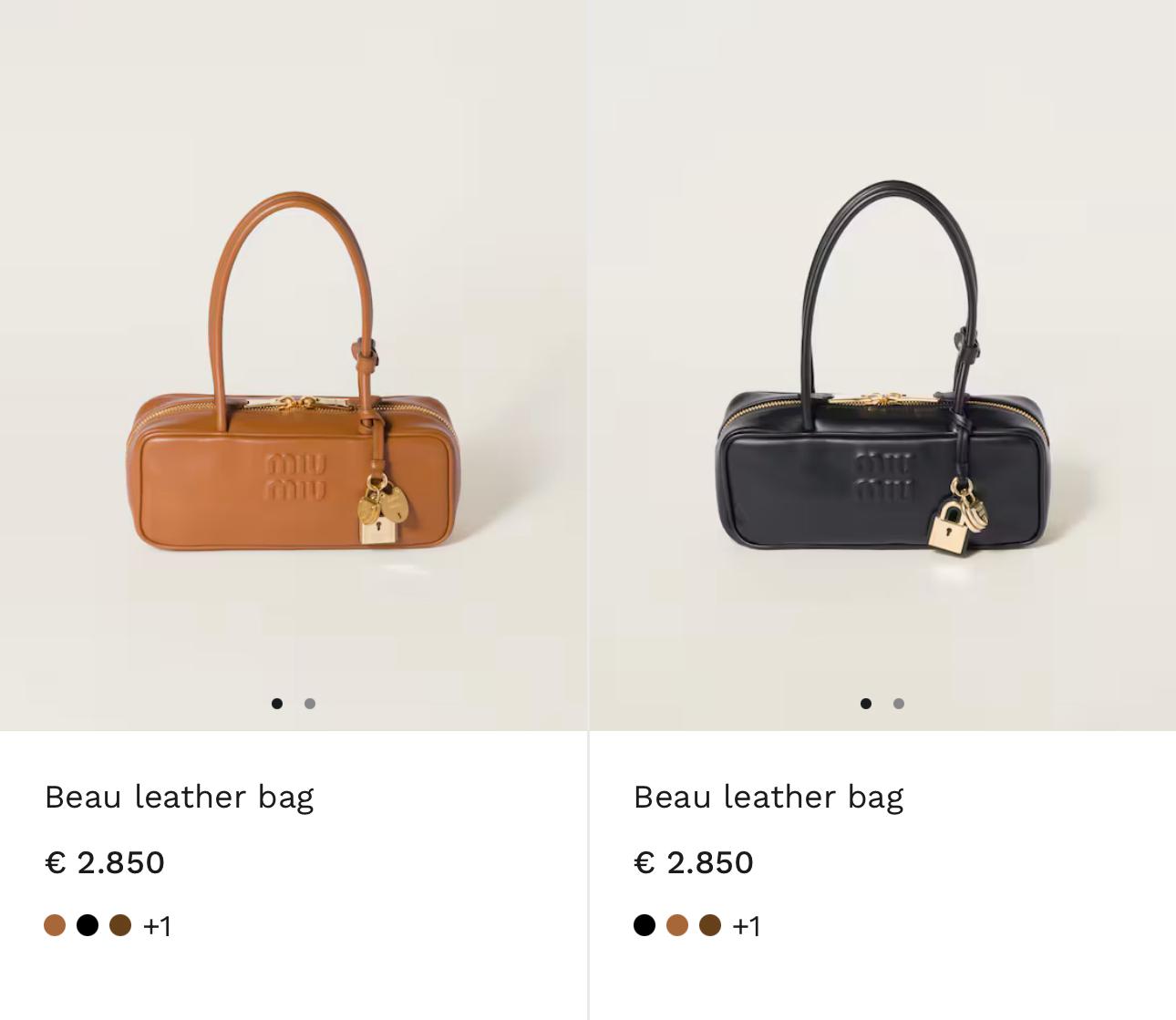 MiuMiu▪️Beau Leather 新長柄保齡球包/2600E2850 🉐103600🇪🇺