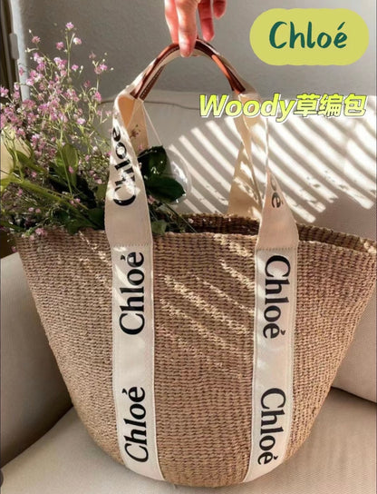 Chloe✨ WOODY BASKET L 大款草編包-米白/550C436㊙️折扣🉐19800