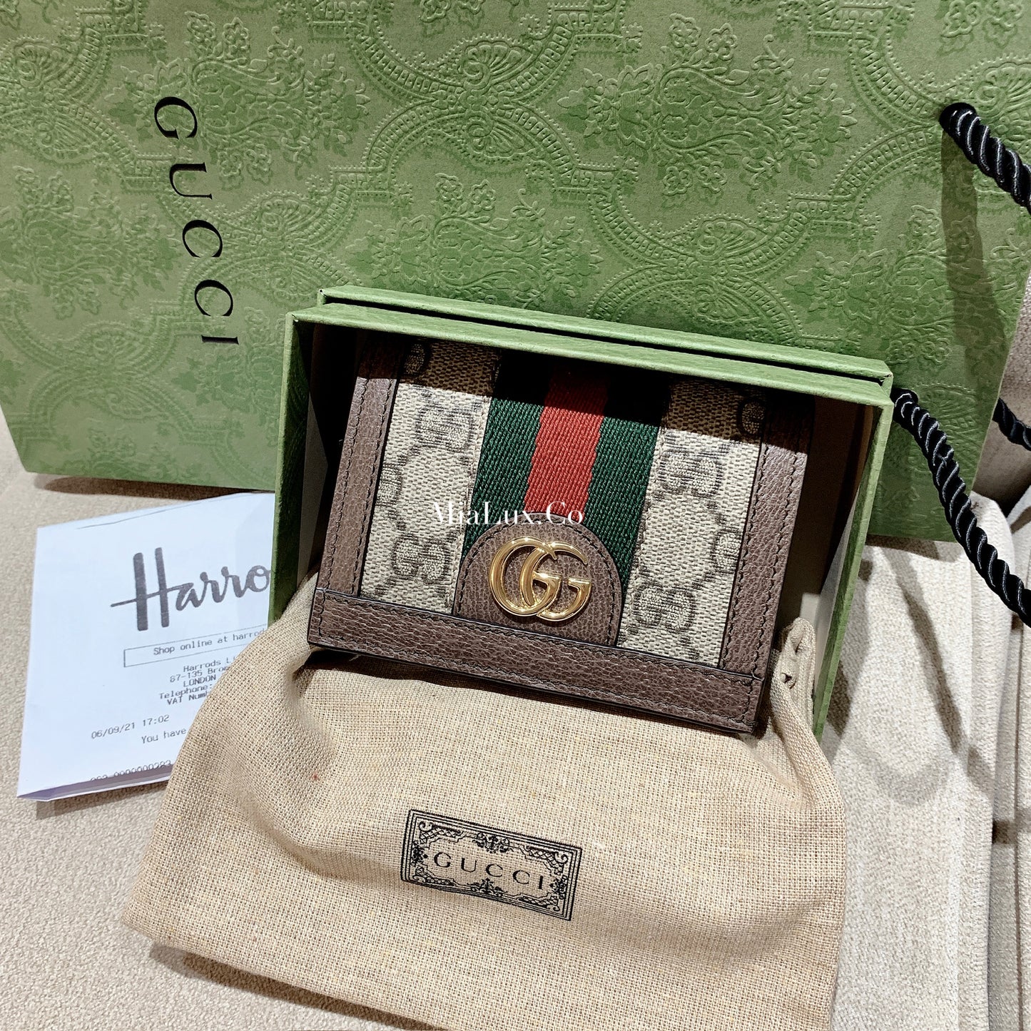 Gucci Ophidia GG Canvas Card Case Wallet 老花雙開卡包短夾 523155 *£335