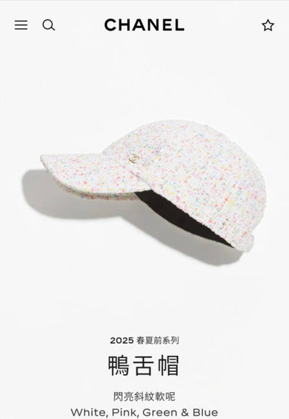 Chanel Cap 閃亮斜紋軟呢棒球帽/1090🉐46780🇬🇧