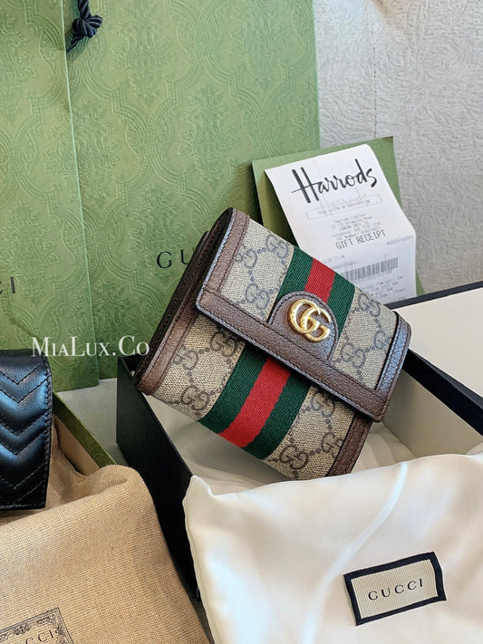 Gucci Ophidia GG French Canvas Flap Wallet 老花織布三折短夾523173 *£495