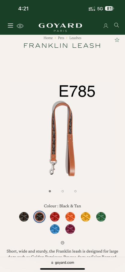 Goyard Franklin Leash 寵物牽引繩/E785 🍀🉐32400🇪🇺