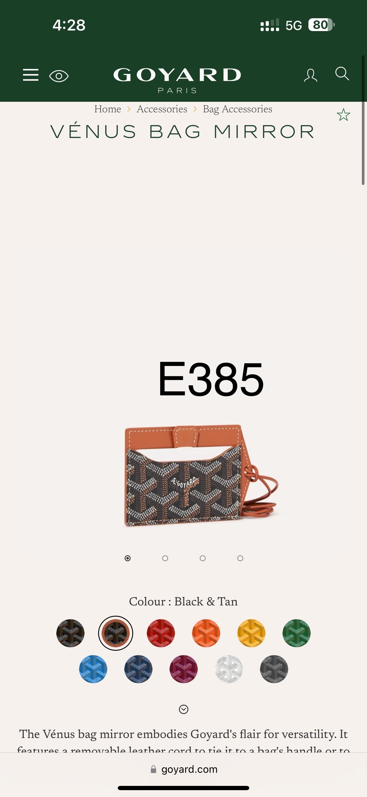 Goyard Vénus Bag Mirror 掛繩連鏡卡包/E385 🍀🉐16400🇪🇺