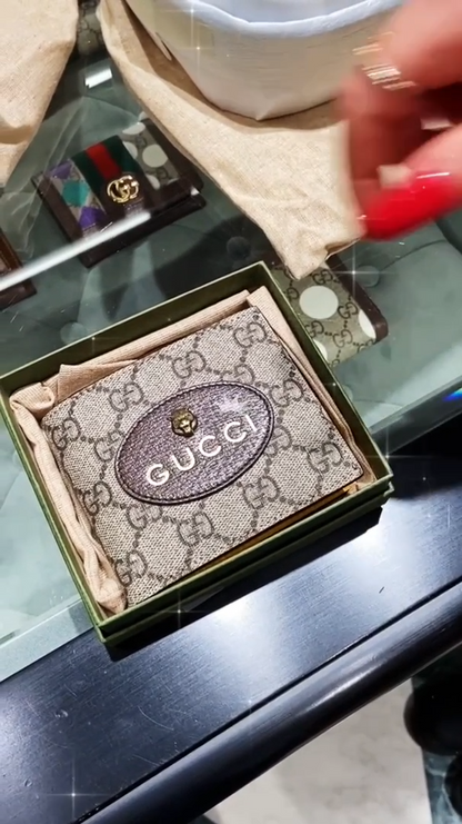 Gucci▪️Neo Vintage GG Supreme Wallet 男女款虎頭雙開短夾/350 🉐14980