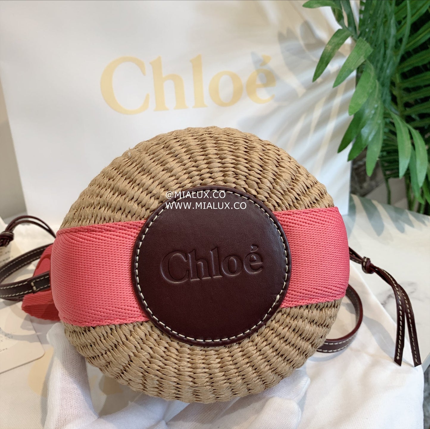 Chloe▪️Woody Basket S 小草編水桶包/550c452 ㊙️折扣🉐18980💰