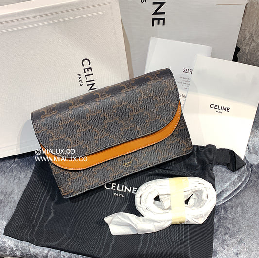 Celine Triomphe Strap 老花滑羊皮WOB錢包/1200E1250 🉐44750🇪🇺