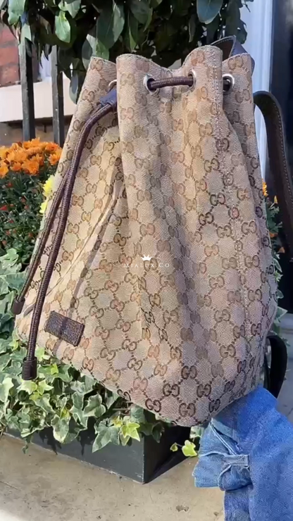 @Gucci▪️GG Backpack 男生款老花抽繩後背包/P625