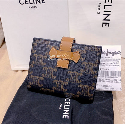 Celine Strap Triomphe M 老花羊皮飾帶皮夾/520E535 🉐19725🇪🇺