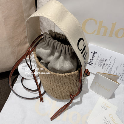 Chloe▪️Woody Basket S 小草編水桶包/550c452 ㊙️折扣🉐18980💰