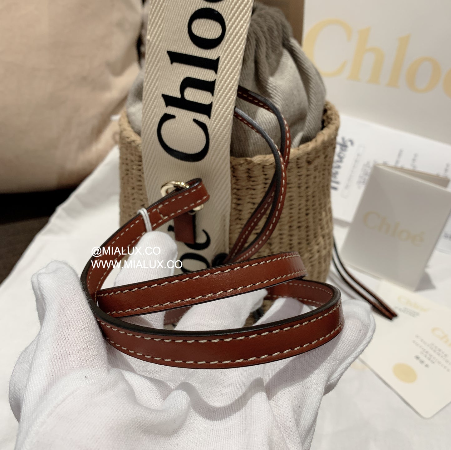 Chloe▪️Woody Basket S 小草編水桶包/550c452 ㊙️折扣🉐18980💰