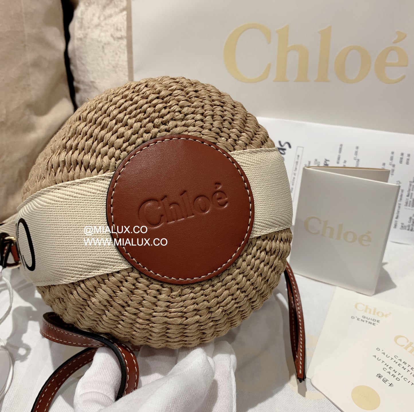 Chloe▪️Woody Basket S 小草編水桶包/550c452 ㊙️折扣🉐18980💰