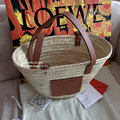 Loewe▪️Basket bag 經典牛皮草編包/450H405 💚折扣🉐17010