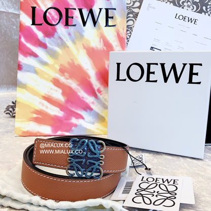 Loewe Reversible Anagram belt 男女款雙面用皮帶/395H356 💚折扣🉐14930