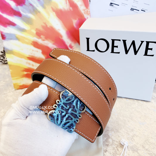 Loewe Reversible Anagram belt 男女款雙面用皮帶/395H356 💚折扣🉐14930
