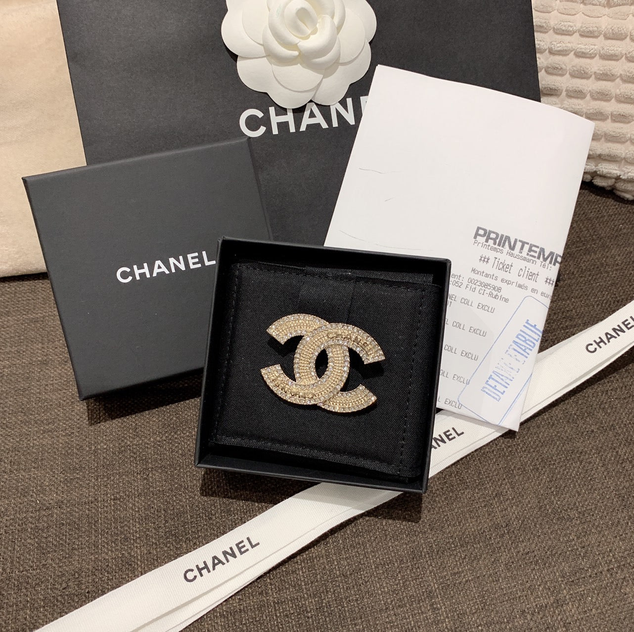 CHANEL✨| CC GOLD METAL CRYSTAL BROOCH 金銀雙水鑽胸針 ABA867 -