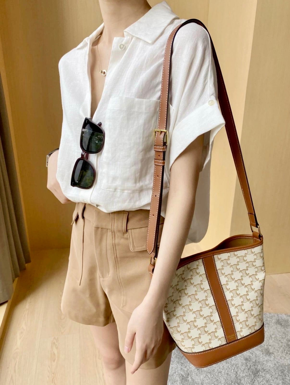 @Celine Outlet Bucket S 小款白老花水桶包