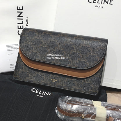 Celine Triomphe Strap 老花滑羊皮WOB錢包/1200E1250 🉐44750🇪🇺