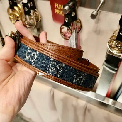 @Gucci New Denim GG Belt 女款老花牛仔皮帶/P160