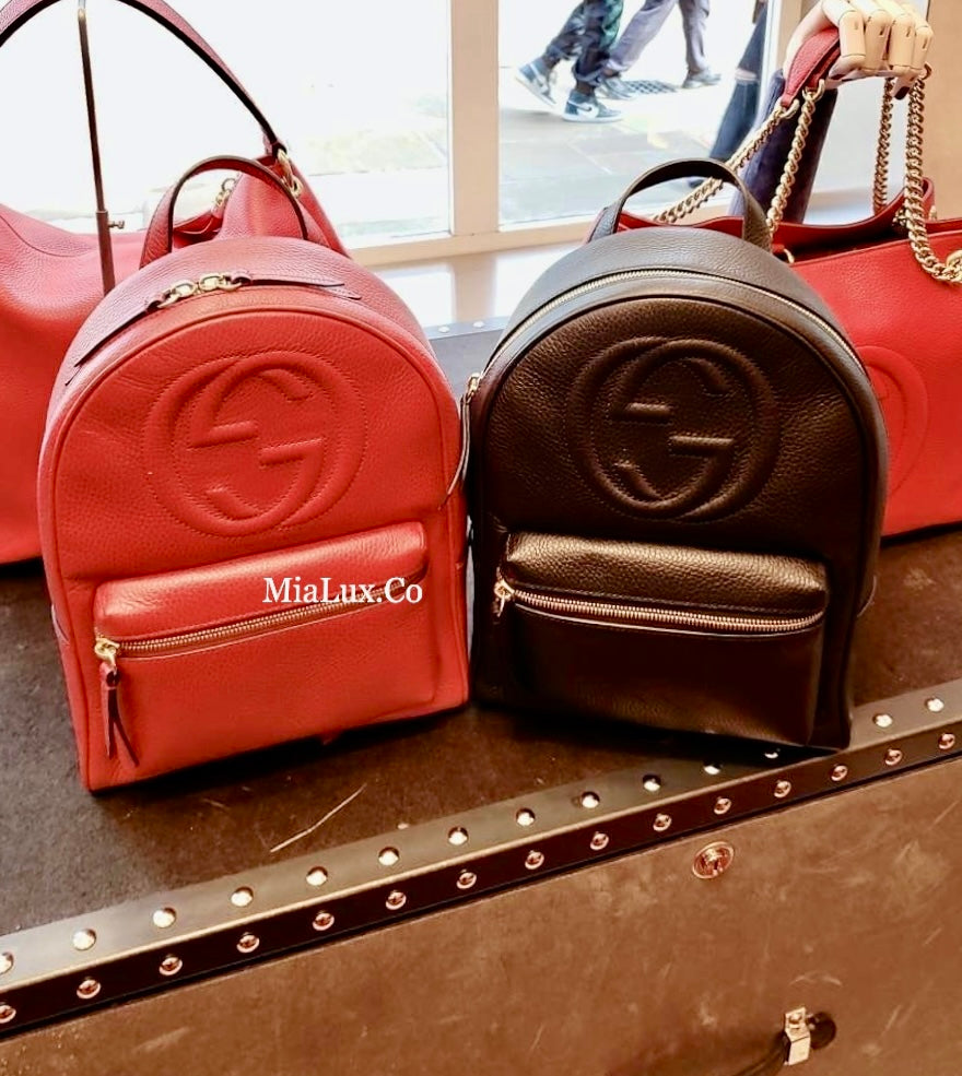 @Gucci Soho Backpack 浮雕牛皮後背包/P830