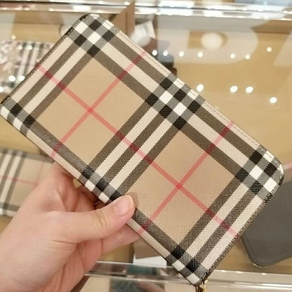 @Burberry Check and Leather Zip 格紋拉鏈長夾/P325 🔥下殺🉐15630