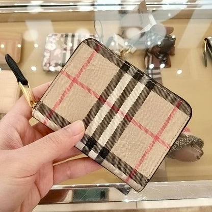 @Burberry Check and Leather Zip 格紋拉鏈短夾/P210 🔥下殺🉐11000