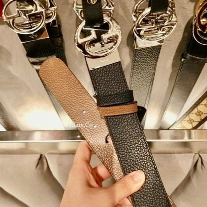 @Gucci Calfskin Belt 男生款滑蓋雙面皮帶/P205