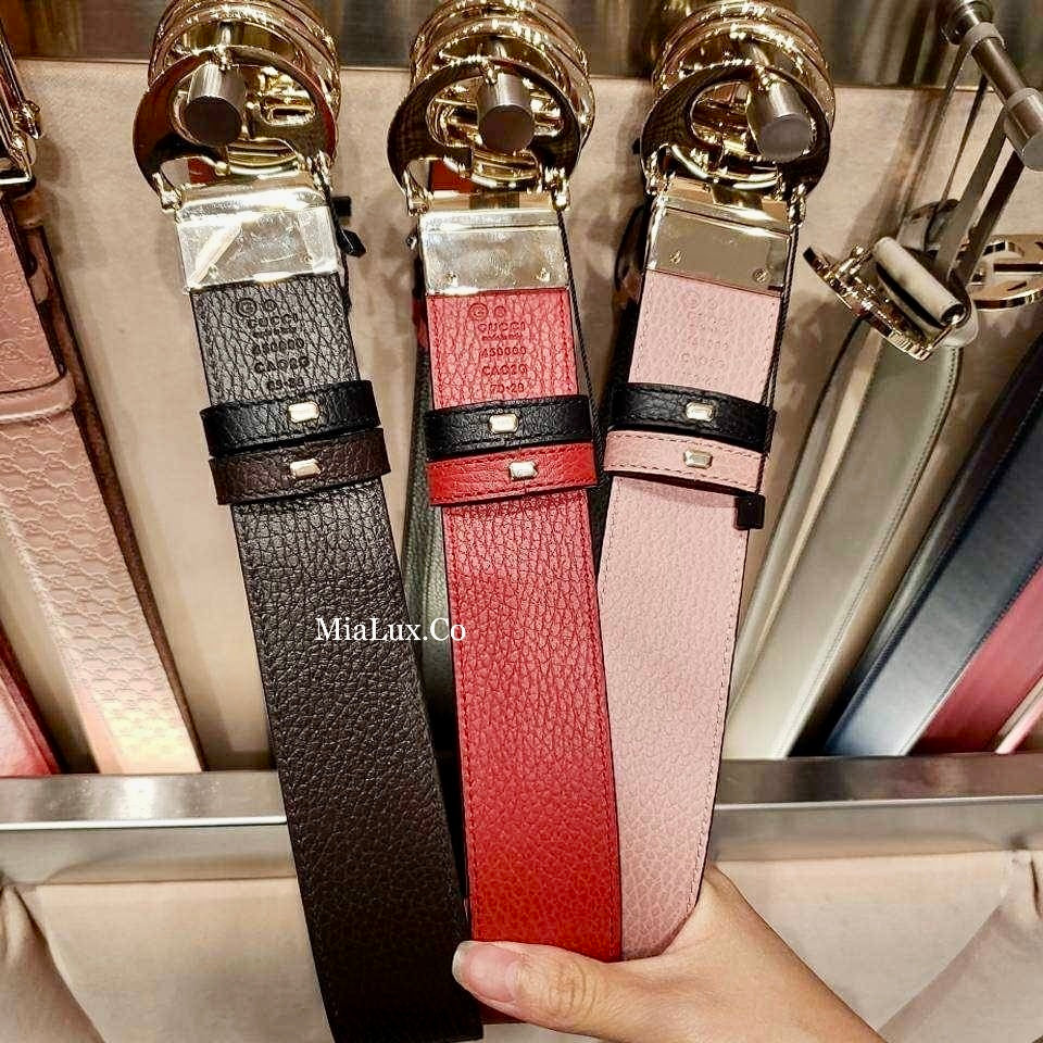 @Gucci▪️Calfskin Belt 女款銀頭雙面皮帶/P205 🔔限時折🉐11000