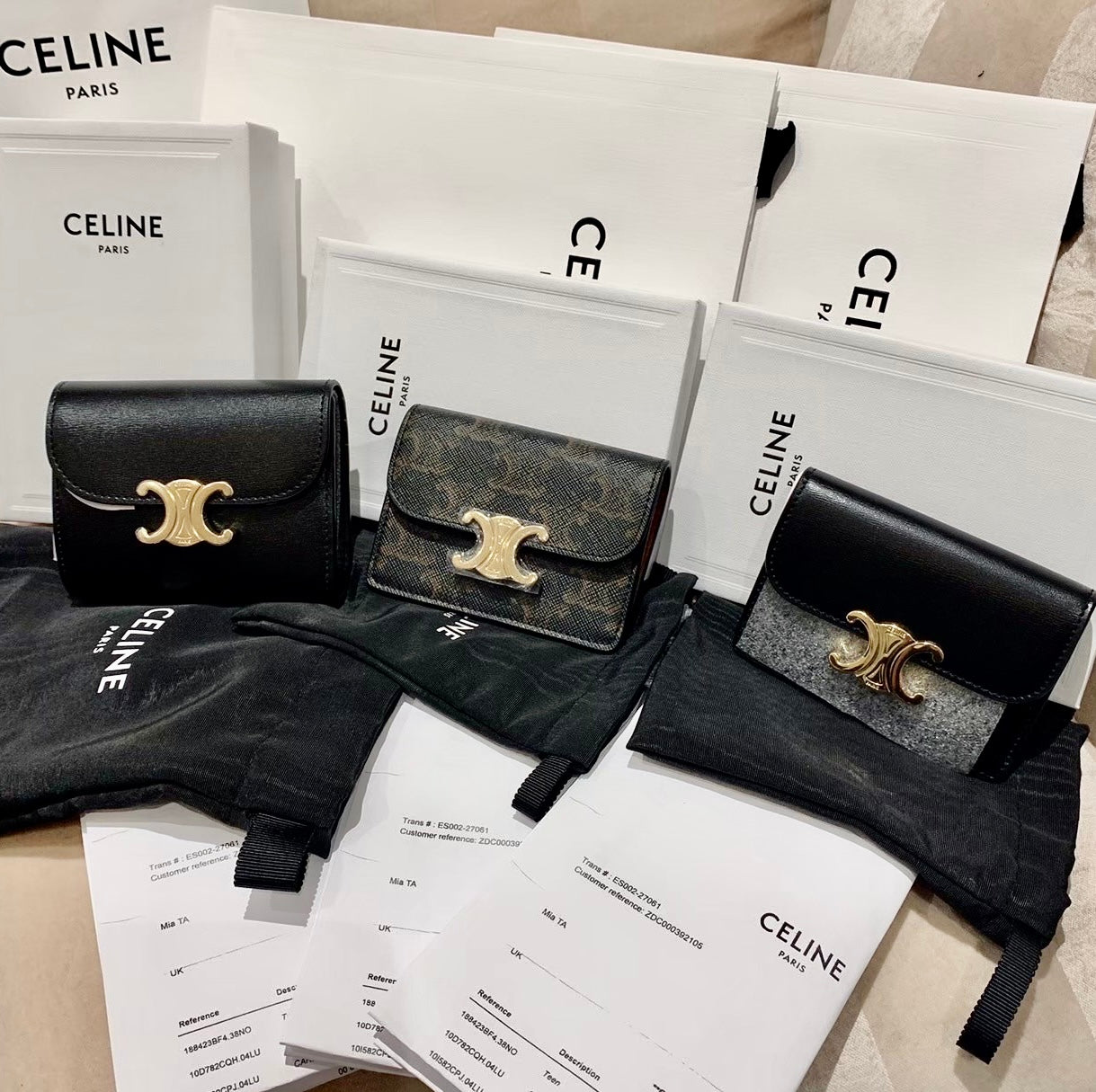 Celine▪️TRIOMPHE 油牛皮凱旋門翻蓋卡包/360E390 🉐14650🇪🇺