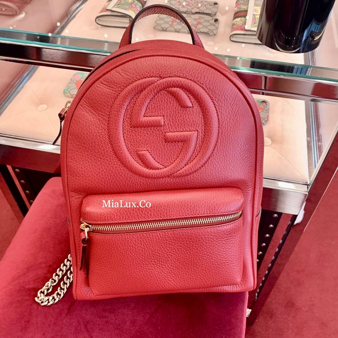 @Gucci Soho Backpack 浮雕牛皮後背包/P830