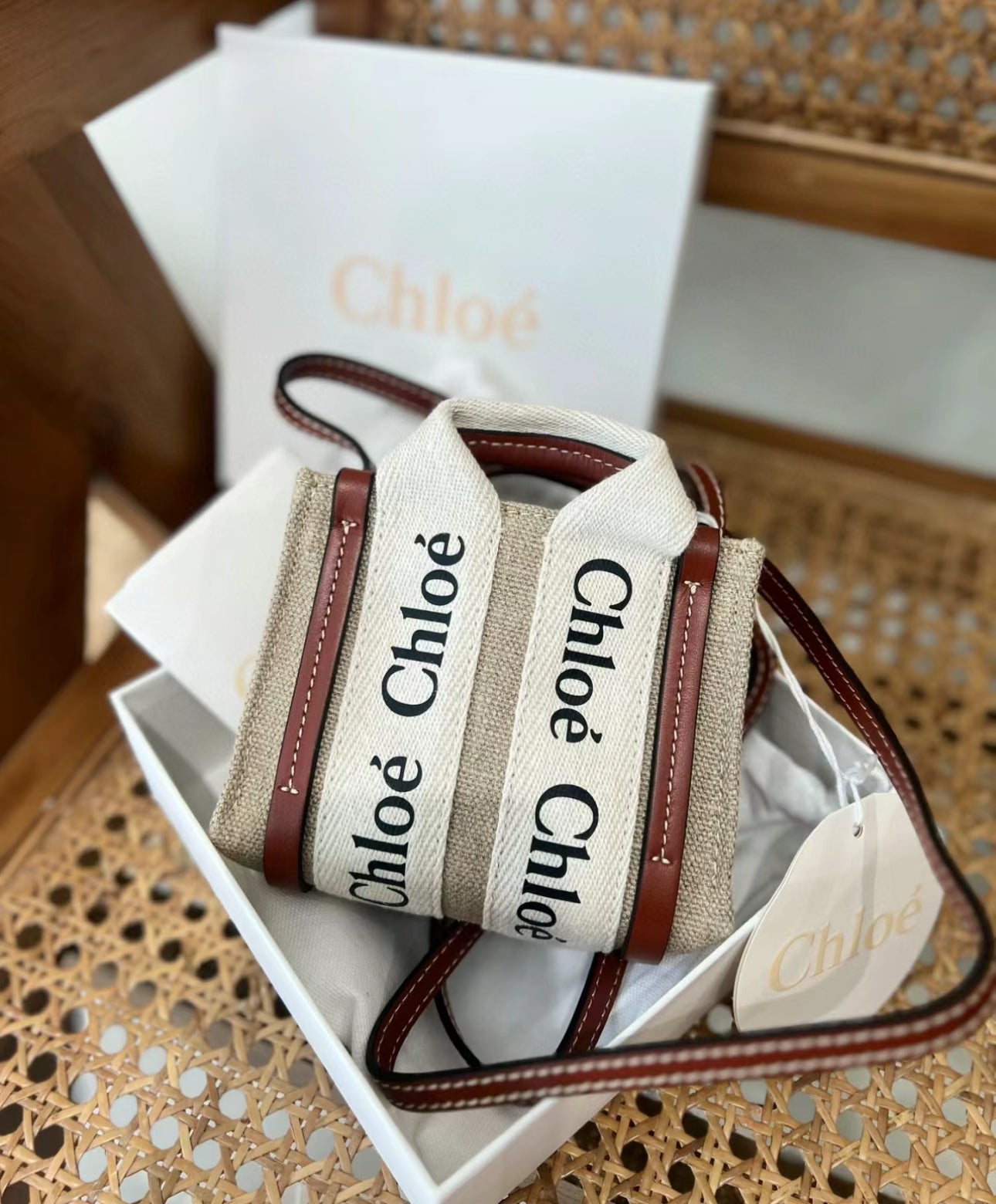 Chloe Woody Tote Nano 超迷你托特包/465C359 ㊙️折扣🉐15080💰