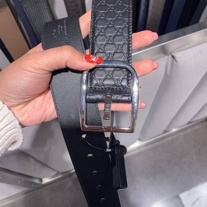 @Gucci Embossed Belt 男生款壓紋方頭皮帶/P195