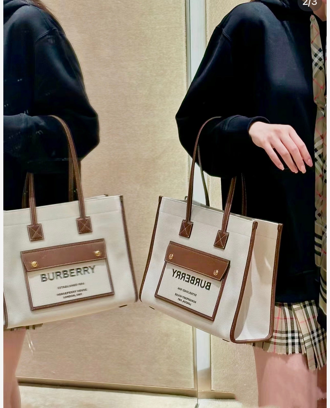 Burberry Freya M 中托特包-白/1090C814 ㊙️折扣🉐34370💰