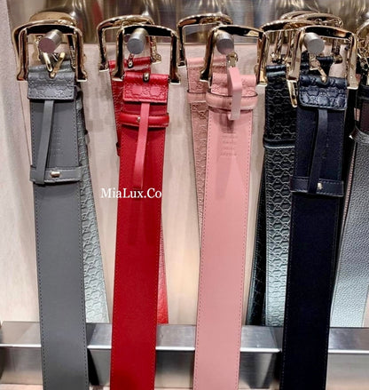 @Gucci Embossed Belt 女款壓紋馬蹄方頭皮帶/P165