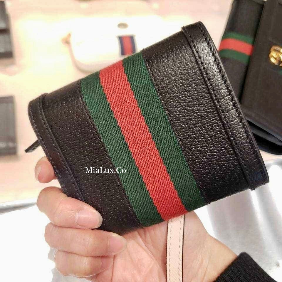 @Gucci Ophidia Wallet 牛皮飾帶三折短夾/P495