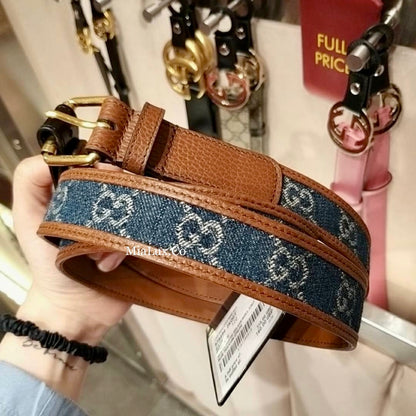 @Gucci New Denim GG Belt 女款老花牛仔皮帶/P160