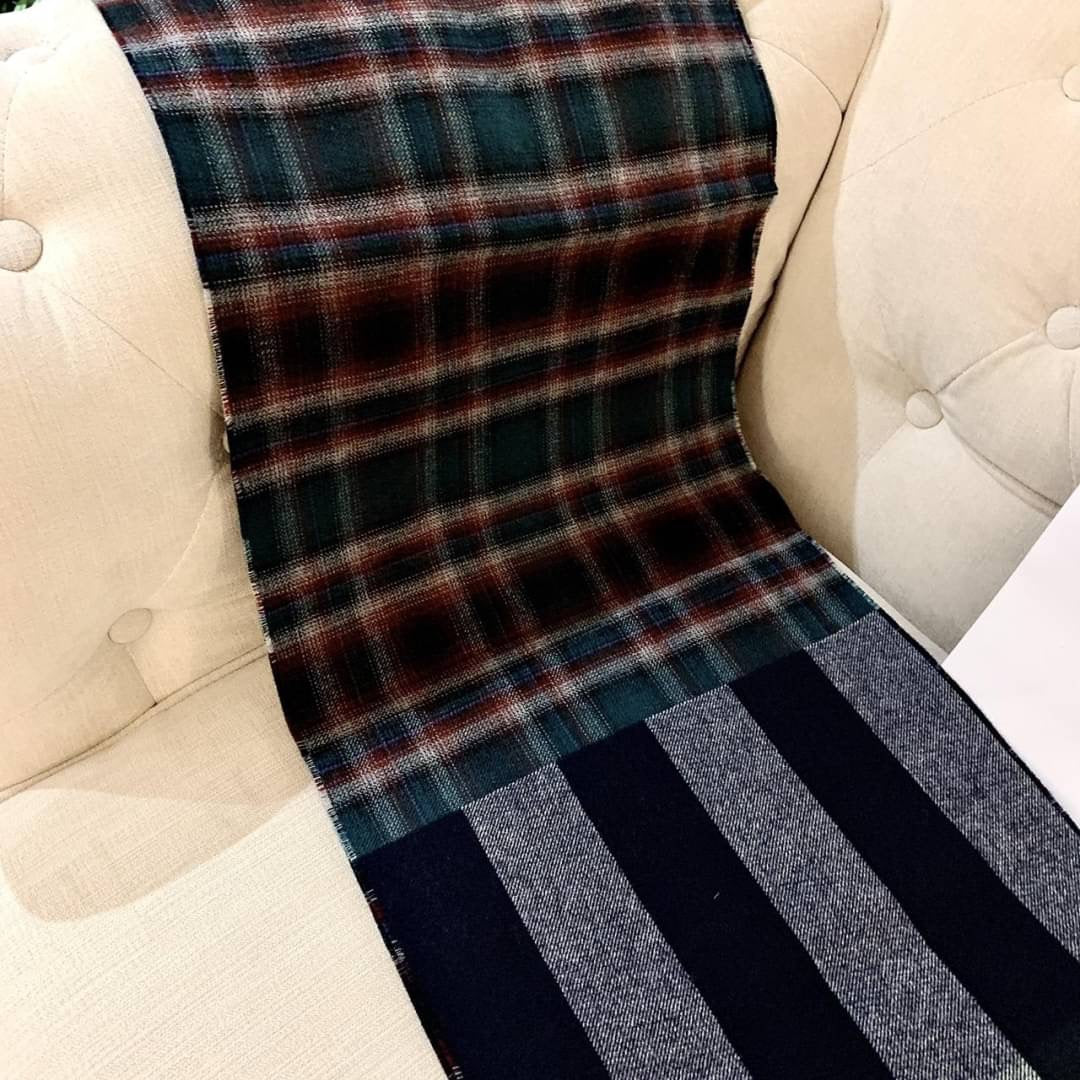 @Burberry Check Scarf 雙面格紋拼接羊毛圍巾/P149 🔥下殺🉐8210