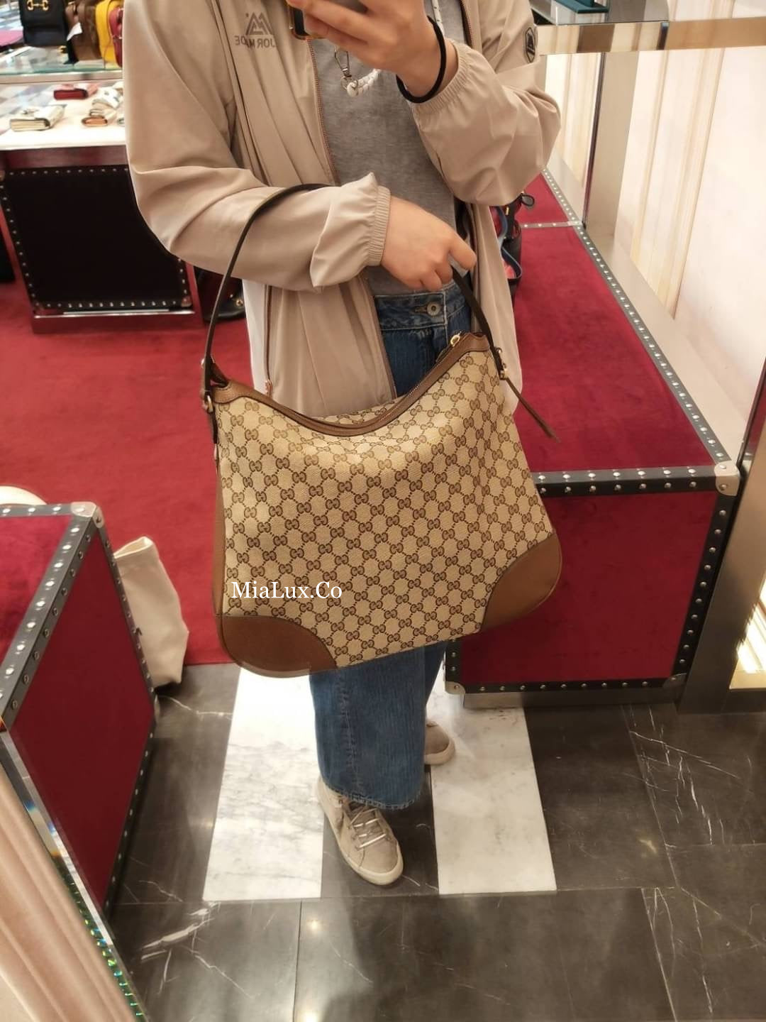 @Gucci Canvas Hobo 老花肩背包/P565