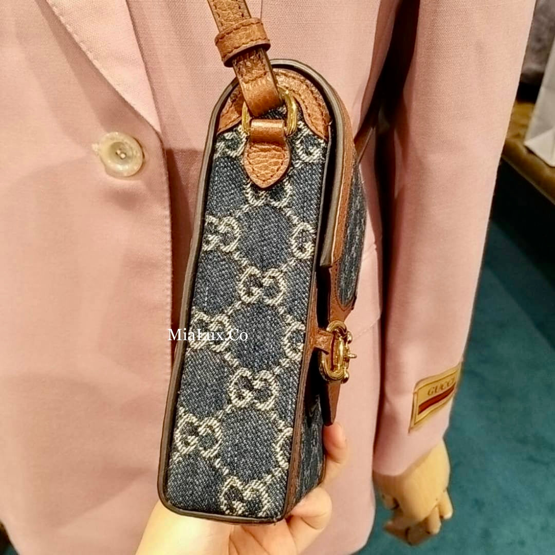 @Gucci Denim Phone Bag 丹寧牛仔老花手機包/P560