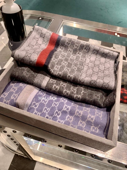 @Gucci Wool Scarf  男女款邊飾羊毛厚長條圍巾/P220