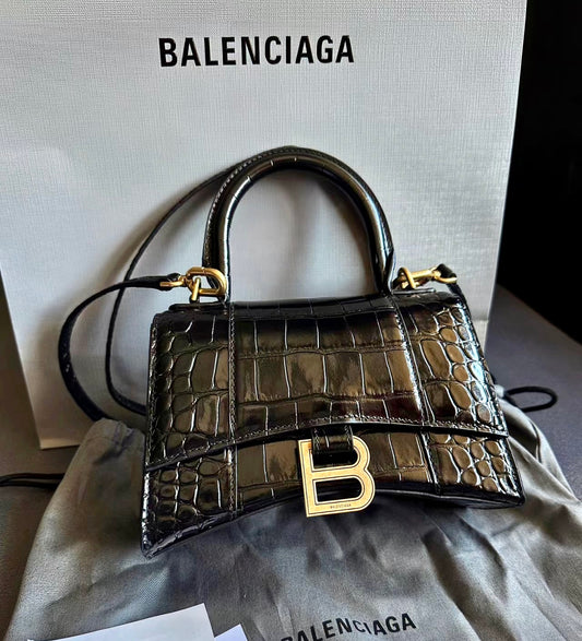 Balenciaga▪️Hourglass XS 巴黎世家鱷紋XS沙漏包/2030C1506㊙️折扣🉐61240💰