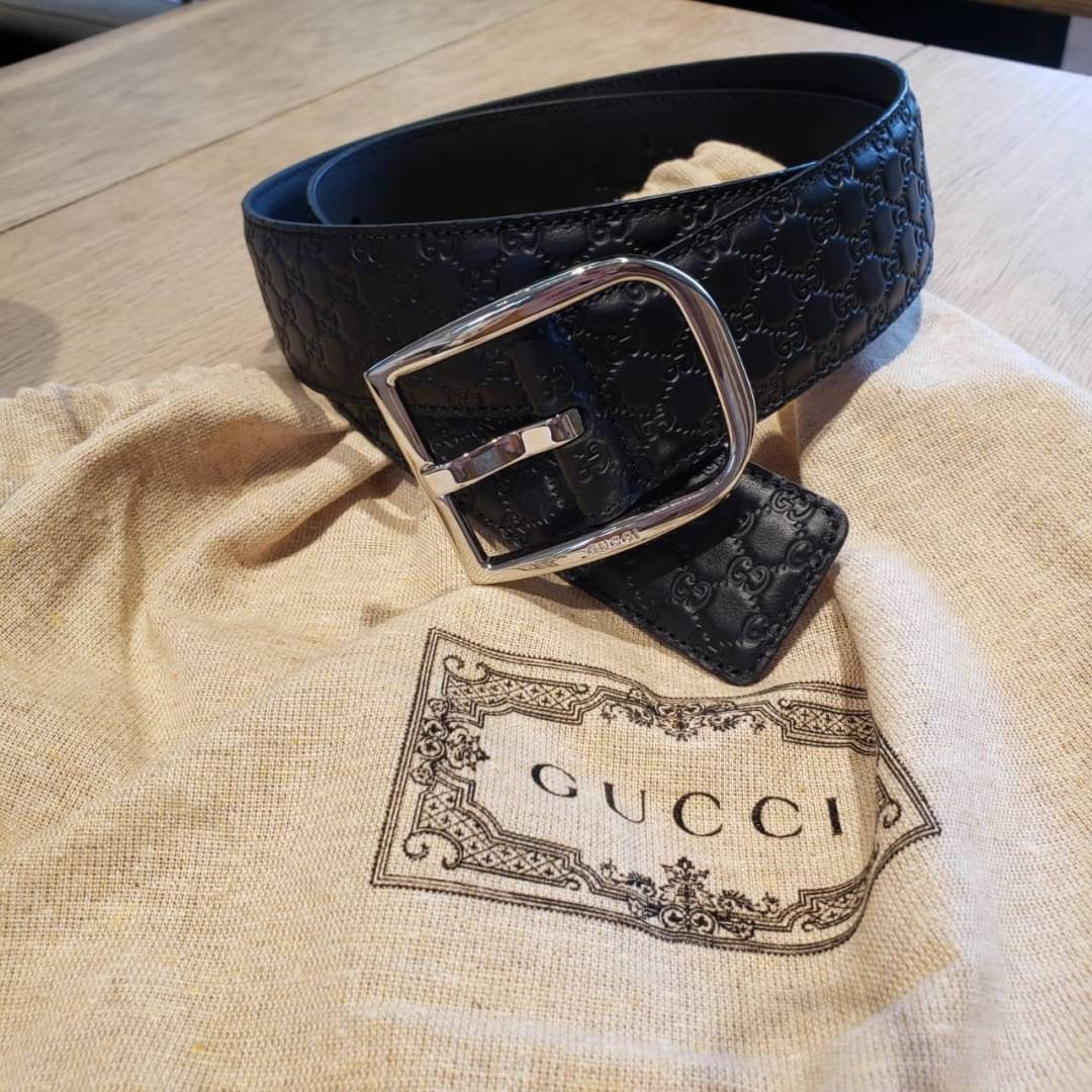 @Gucci Embossed Belt 男生款壓紋方頭皮帶/P195