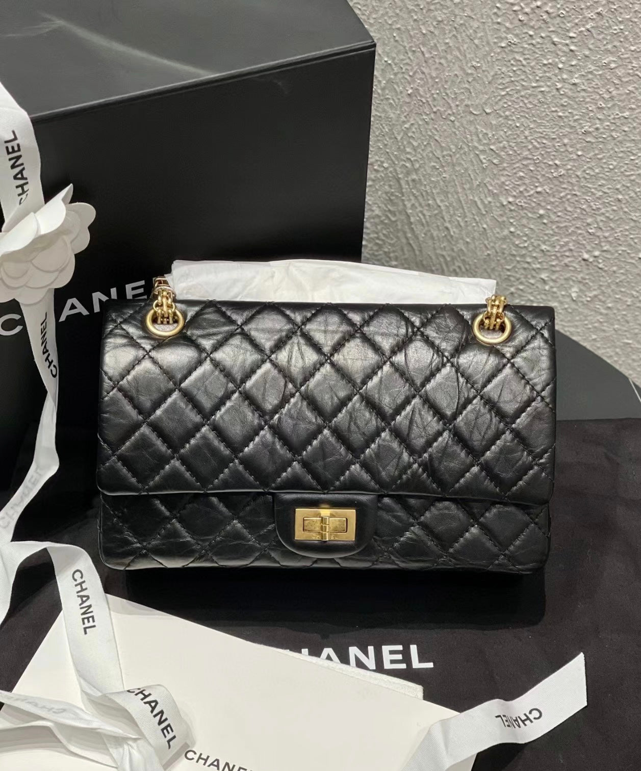 CHANEL▶︎✨| 2.55 CALFSKIN HANDBAG 經典2.55仿舊牛皮翻蓋包 A37586 *£8,530