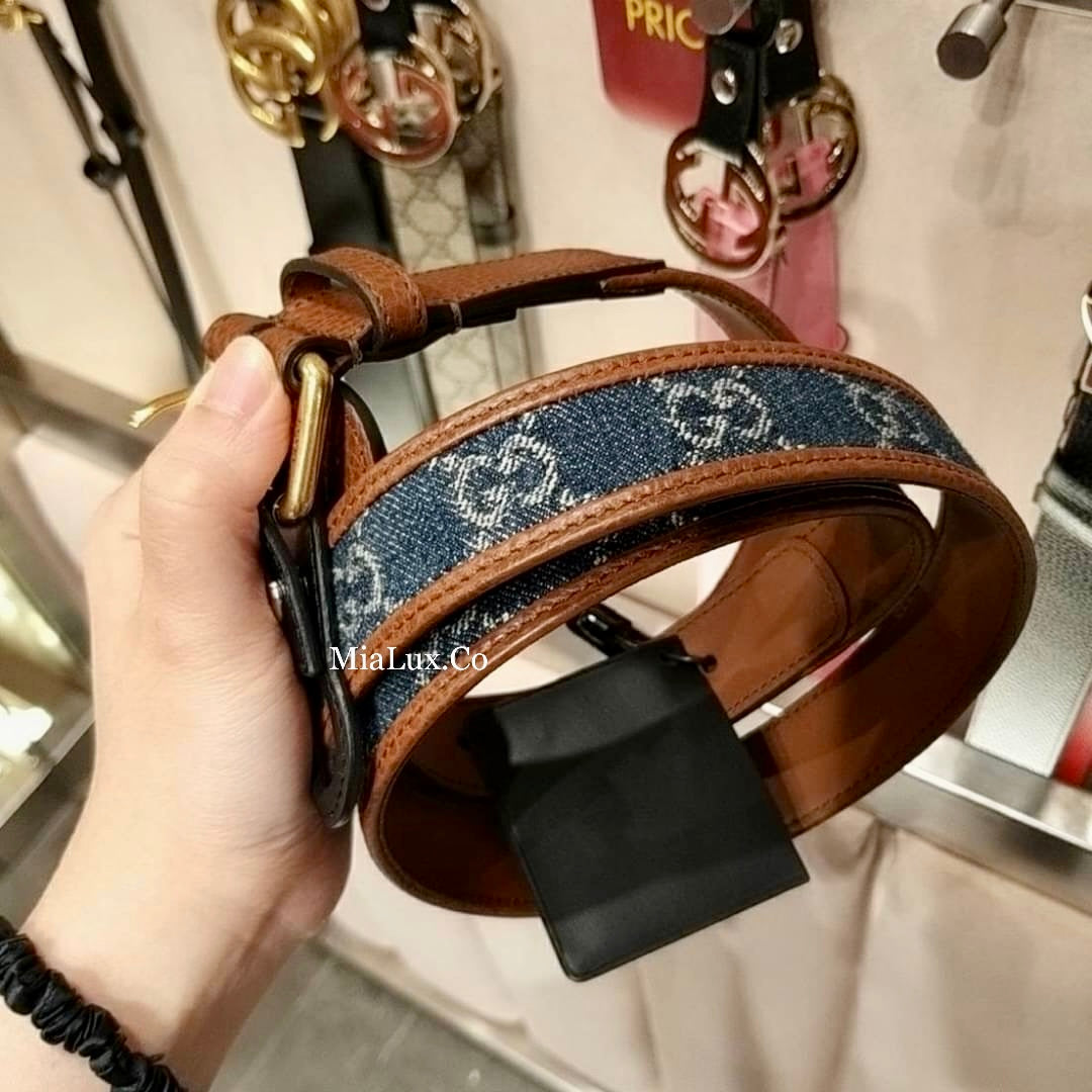 @Gucci New Denim GG Belt 女款老花牛仔皮帶/P160