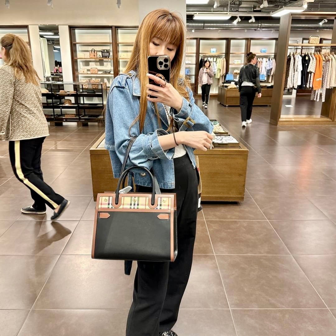 @Burberry Title Tote S 小款格紋拼皮多層托特包/P995 🔥下殺🉐45780