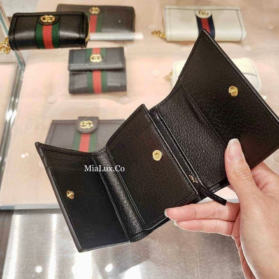 @Gucci Ophidia Wallet 牛皮飾帶三折短夾/P495